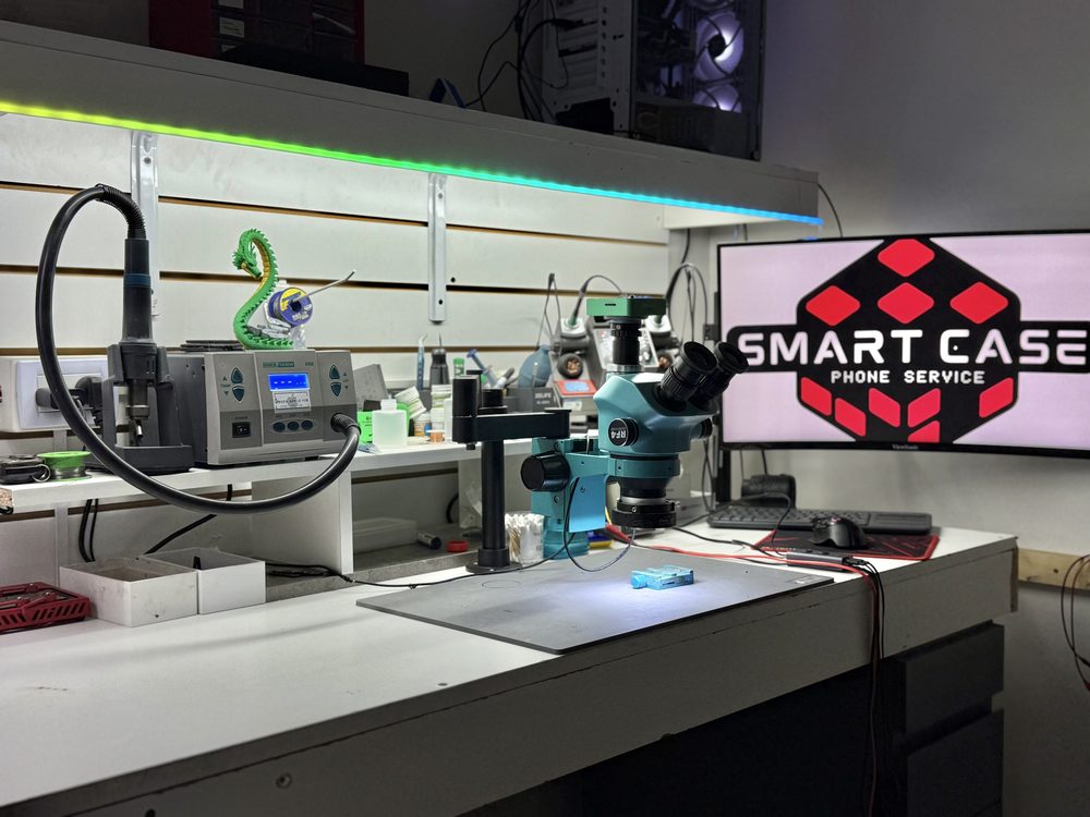 Banco de trabajo con microscopio y estación de soldadura de Smart Case